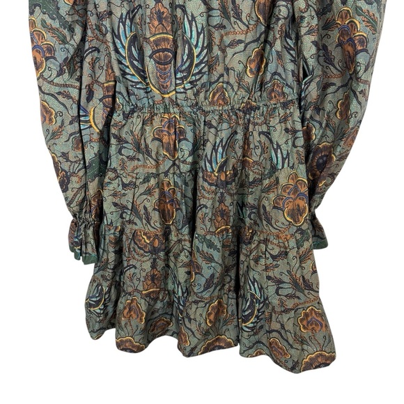 Ulla Johnson Caris Red and Brown Cocktail Dress with Bishop Sleeves SZ 2 - Picture 16 of 16